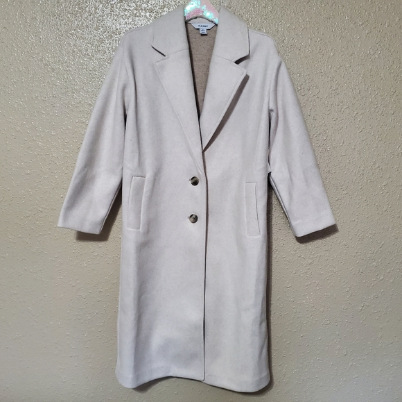 NWT Women's Old Navy Soft Brushed Long Dress Coat - Ivory Cream Winter White - Picture 11 of 16